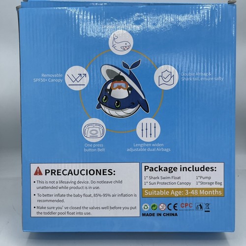 Kleinkind Pool Schwimmer Hai Überdachung LSF50 Sonnenschutz Sicherheitsboden Anti-Rutsch Schwanz - Bild 11 von 11