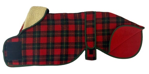 ABRIGO DE PERRO GREYHOUND / WHIPPET / LANCHA TARTÁN ROJO - HECHO EN EL REINO UNIDO - Imagen 10 de 16