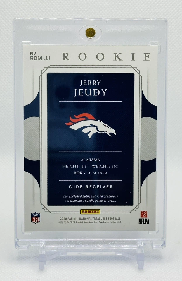 2020 Panini National Treasures #RDM-JJ Jerry Jeudy Dual Patch /10 RC - Image 2 of 2