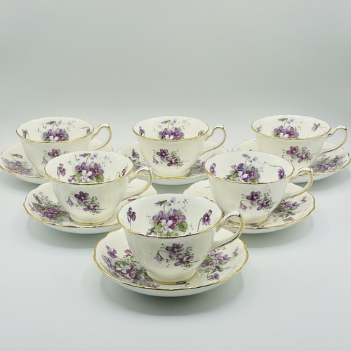 Hammersley England Victorian Violets Bone China Tea Cups Saucers Set Of 6-12 pcs - Picture 2 of 15
