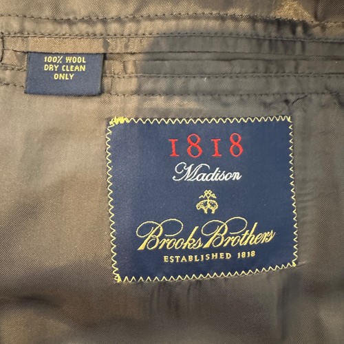 Abrigo deportivo Brooks Brothers 1818 Madison 2 botones 41R Blazer negro tweed lana - Imagen 4 de 11