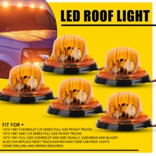 5X Amber Lens LED Cab Roof Marker Lights For 73-87 Chevy C10/20/30/50/60/70 GMC