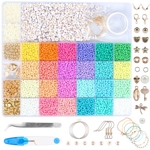 12758Pcs Glass Beads for Jewelry Making Kit 24 Color 3mm Small Glass Beads InoVm - Picture 12 of 12