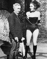 Diana Rigg in S&M outfit & boots leading man on chain The Avengers 11x17 poster