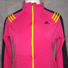 Adidas Womens Climalite Full-Zip Track Jacket Medium Pink Athleisure