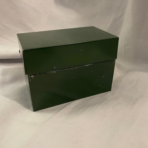 Vintage industrielle kleine Metallbox mit Klappdeckel Waldgrün 5,25" x 3" x 3,75"