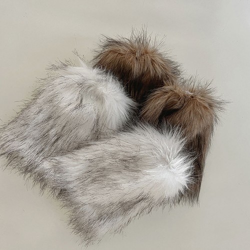 Women Faux Fur Leg Warmers Furry Fuzzy Boot Covers Wraps Straps Costume Long - Picture 9 of 23