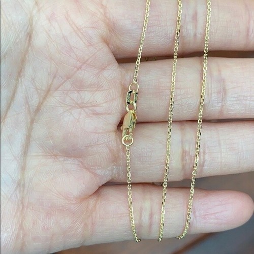 Collar de cadena de cable DC de oro real amarillo macizo de 14 k de 1,05 mm 16",18",20" 24" - Imagen 4 de 12