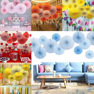 Details About 6pcs Party Ceiling Fan Paper Fan Hanging Decoration Birthday Wedding Graduation