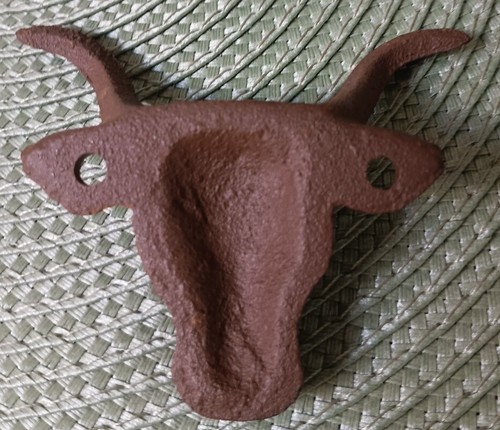 Texas Longhorn Set of 5 Cast Iron Steer Bull Drawer Pulls 3 3/8" wide VERY NICE! - Picture 13 of 14