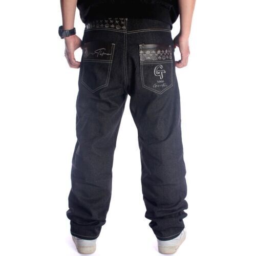 New Mens Jeans Baggy Loose Denim Hip-Hop StreetWear Pants Trousers Black W30-W46 - Picture 3 of 3