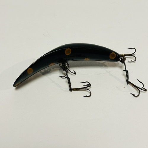 Vintage Helin Wood Flatfish M2 3.5” Fishing Lure Black Orange Spots - Picture 4 of 13