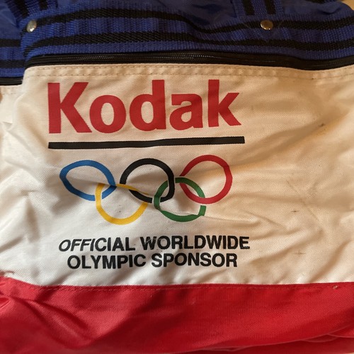 Vintage 80's Duffel Bag Kodak Official Worldwide Olympic Sponsor Red White Paris - Picture 3 of 10