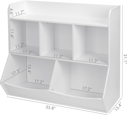 Toy Storage Organizer with Bookcase, Kids Multi-Shelf Cubby for Books & Toys - Picture 3 of 9