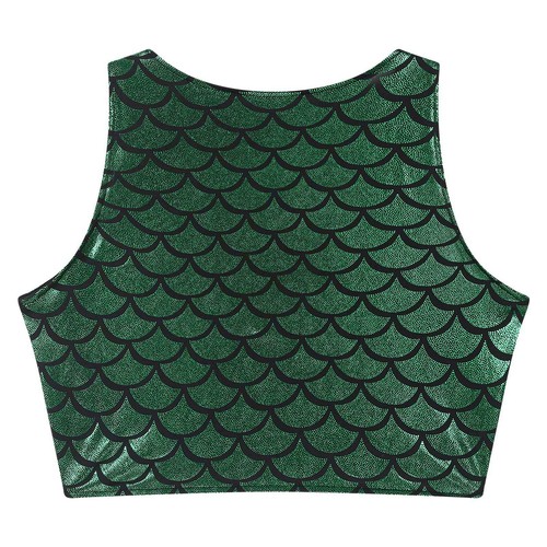 Damen BH Metallic Crop Top Meerjungfrau Tank Fischschuppen Bikini Trägertops Party - Bild 50 von 105