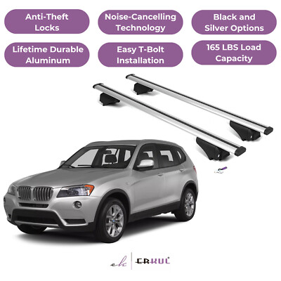 ERKUL Roof Rack Cross Bars for BMW X3 F25 2011-2017 with Flush Rails - Silver
