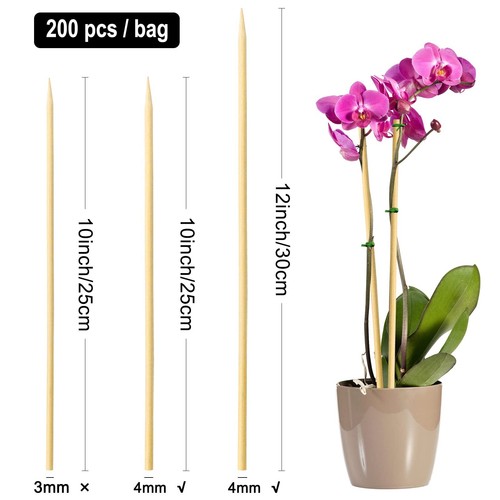 Natural Bamboo Skewers 12inch ฮ=4mm Pack 200bamboo Sticks For Grilling Bbq Kabob - Picture 3 of 7