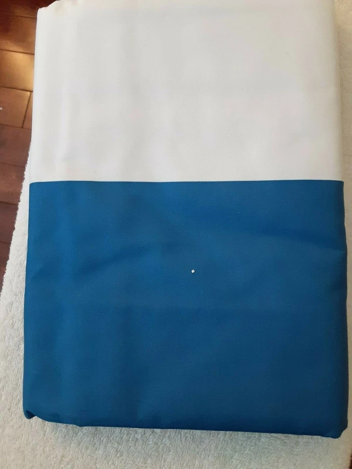 Eclipse Peabody Curtain Panel Blue White Stripe 63in x 42in - Image 2 of 3