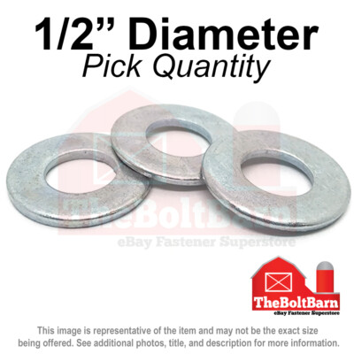 1/2'' SAE Flat Washers Low Carbon Steel Zinc Plated (Pick Quantity)