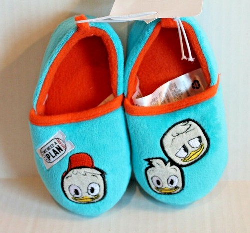 Disney Duck Tales Aqua Blue Fleece Slippers Toddler Boy Size 7-8 Slipper Shoes - Afbeelding 2 van 3