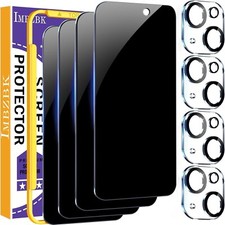 4 Pack Privacy Screen Protector for iPhone 15 Tempered Glass with 4 Pack Camera