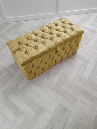 Luxus Special Chesterfield zerkleinerter Samt osmanische Box, Aufbewahrungsbox, alle Farben - Bild 8 von 11