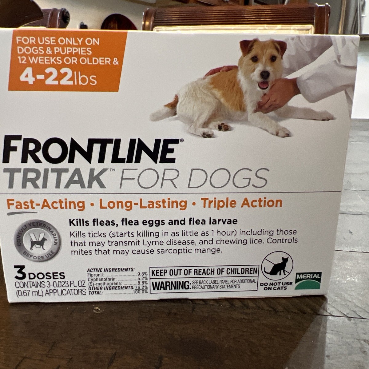Frontline Plus Tritak Best Flea Tick mange Remedy Dogs 4 22 lbs 3 doses