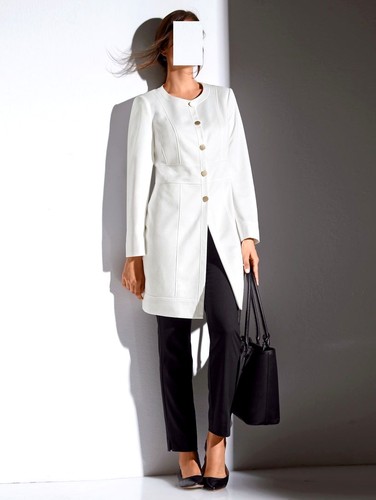 Amy Vermont CAPPOTTO CORTO BIANCO EFFETTO WAFFLE TG 44, TG 46 1016270728 - Foto 2 di 5