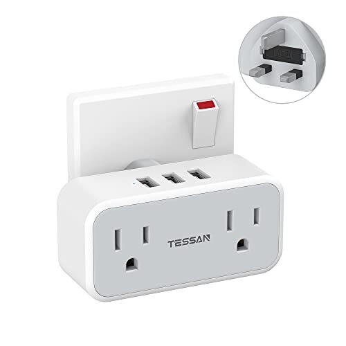 Us To Uk Plug Adapter Tessan Type G Power Adapter With 2 Outlet 3 Usb Charger Ebay Us To Uk Plug Adapter Tessan Type G Power Adapter With 2 Outlet 3 Usb Charger Ebay