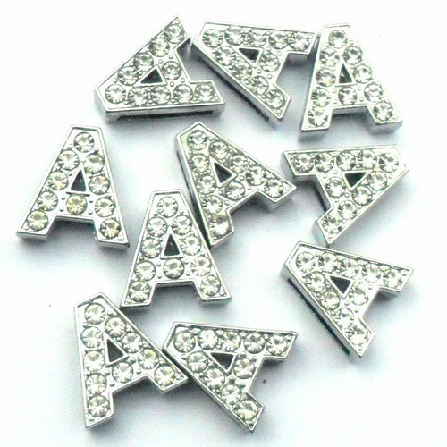 Wholesale 10mm Rhinestone Slider Letters 10x A-Z Charms - Fast UK P+P Job Lots - Picture 2 of 46