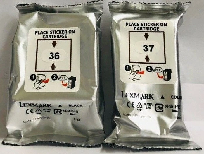 Black Genuine Lexmark 36 37 2PK Ink Cartridges X Series X3650 Z Series Z2420  - Image 3 of 4