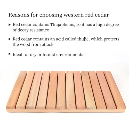 Cedar Wood Shower Mat Cedar Wooden Bath Mats Wood Bath Mat 23.6 — 15.7 In Shower - Picture 2 of 6
