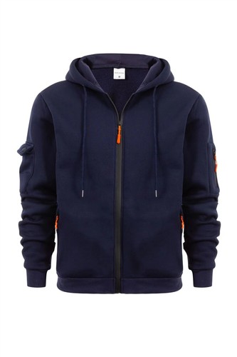 Men Casual Hoodies for Men with Zip Pockets Full Zip Long Sleeve Sweatshirt - Picture 12 of 13