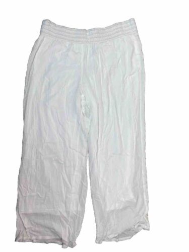 Avenue Pants Womens Size 18/20 White Lined Boho Wide Leg Pull On Palazzo Beach