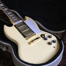 Custom White SG Electric Guitar HHH Pickups Fixed Bridge Gold Parts No Case
