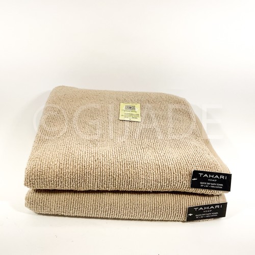 Tahari Home 2  Set Bath Towels  Beige 100% Cotton New - Picture 1 of 6