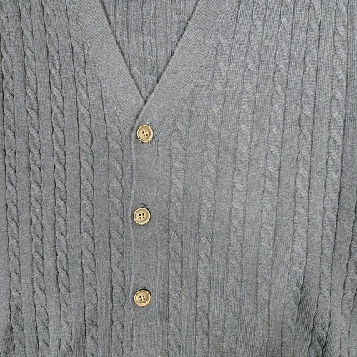 Kallspin Cardigan Men 2XL Navy Cashmere Wool Blend Cable Knit V-Neck Sweater NWT - Picture 3 of 11