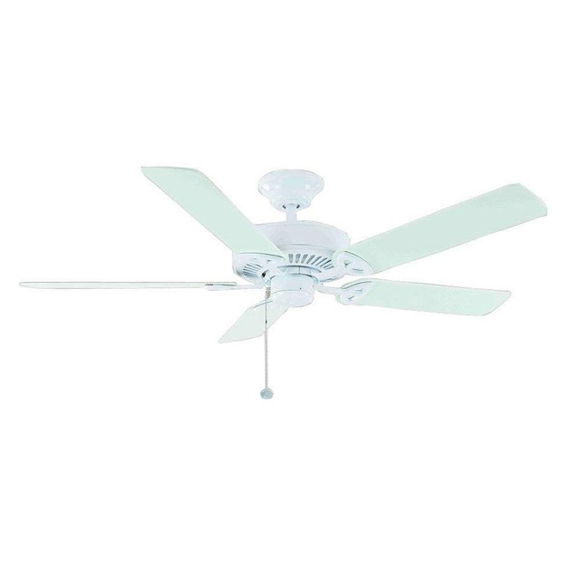 52in Ceiling Fan Matte White Indoor 5 Reversible Blades And Light Kit Adaptable
