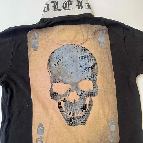 PHILIPP PLEIN Black Skull Short Sleeve Polo Shirt Size XL - Picture 12 of 18