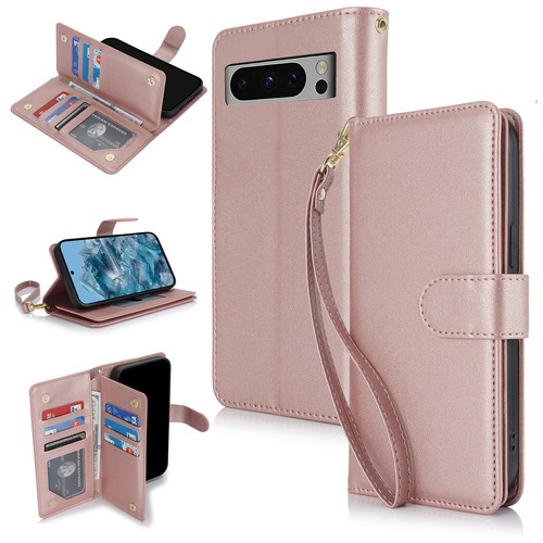 Wallet Leather Case for Google Pixel 8 Pro 7A 6A RFID Card Slots Wrist Lanyard - Bild 31 von 48