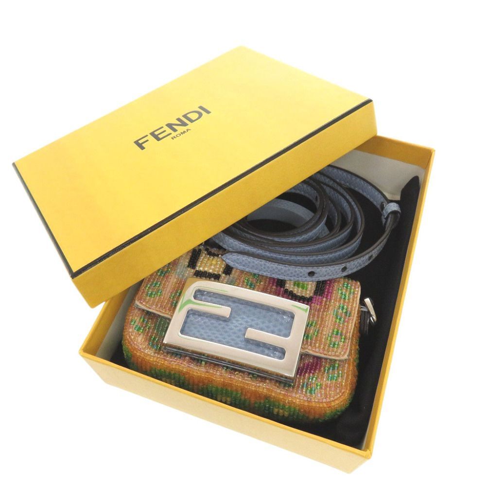 Fendi Nano Baguette Handbag Shoulder Bag Beaded Multicolor 7AS136