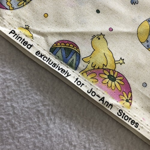 3 yd JoAnn Cream Gold Glitter Easter Eggs Chicks Tulip Dot Cotton Quilt Fabric - Picture 2 of 8