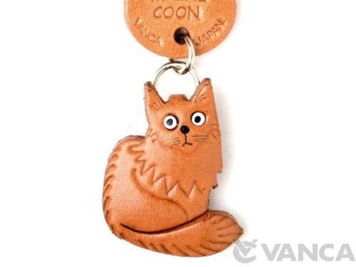 Maine Coon Handmade 3D Leather Cat Keychain/Charm *VANCA* Made in Japan #56417 - Picture 1 of 11