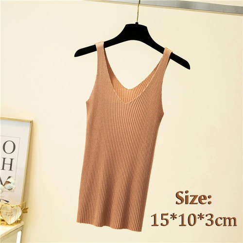 V-neck Knitted Ice Silk Sleeveless Top Thin Vest Knit Sweater Women Sexy Sl GAIR - Picture 3 of 13