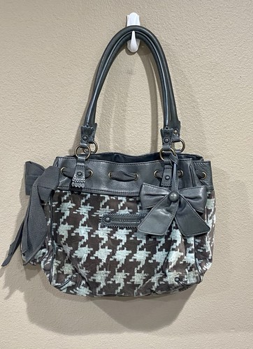 Juicy Couture Daydreamer Shoulder Bag Brogue Houndstooth Tote Velour Purse Y2K - 第 24/24 張圖片