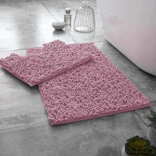 2 PIECE NON SLIP BATH MAT Ultra Plush Soft Bathroom Mat Pedestal Set Toilet Rug - Picture 4 of 16