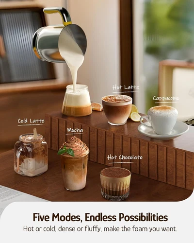 Hazel Quinn Electric Milk Frother Stainless Steel Coffee Milk Steamer Detachable - Imagen 2 de 10
