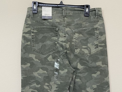 Style & Co Women’s Green Camo Straight Leg High Rise Denim Jeans s 10 - Picture 8 of 16