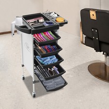 6-Tier Salon Trolley with 5 Drawers, Multifunctional Top, and Easy Mobility