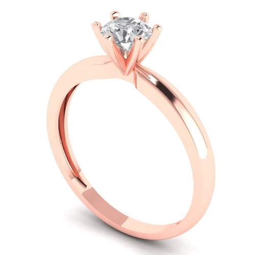 0.5 cttw Round-Cut Cubic Zirconia Solitaire  Engagement Ring (14K Rose Gold) - Picture 2 of 11